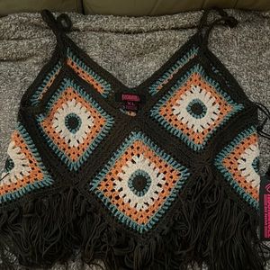 Rock & Roll tank with fringe hem